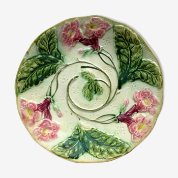 Art Nouveau dabbling plate, Production Onnaing: Pink freesias