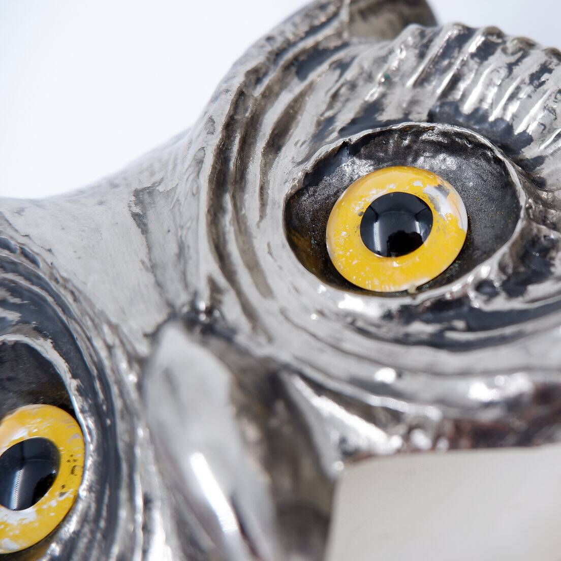 Vintage Silver Plastic Owl Ice Bucket - 1970's