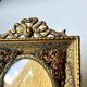 Cadre en métal antique en laiton doré cadre 10,5 cm x 9 cm verre convexe