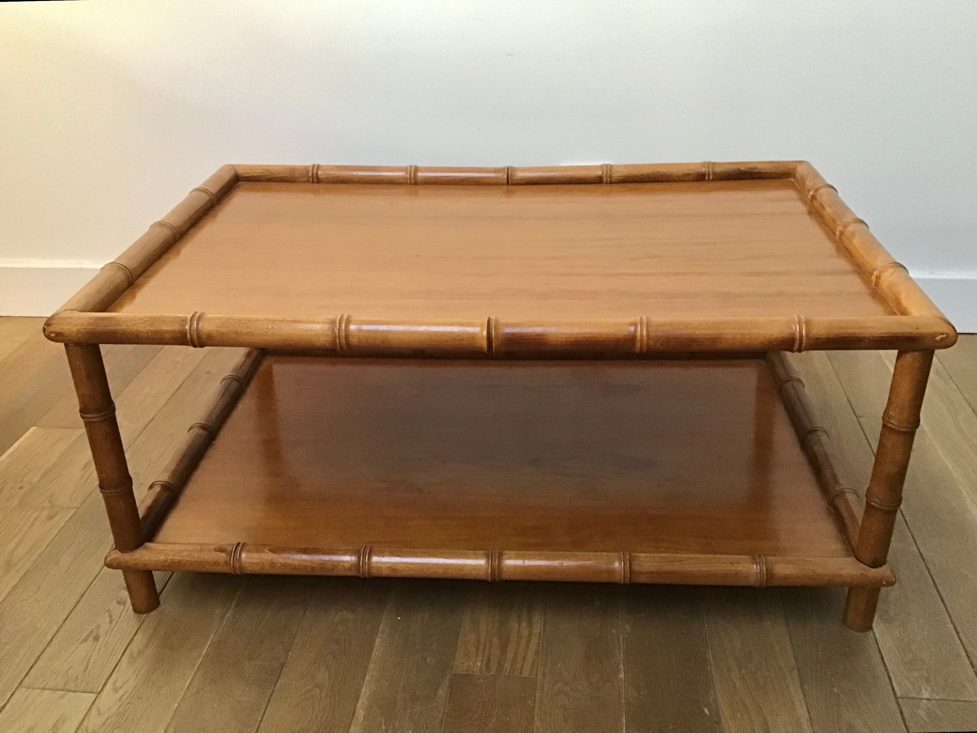 Bamboo-style turned wood coffee table