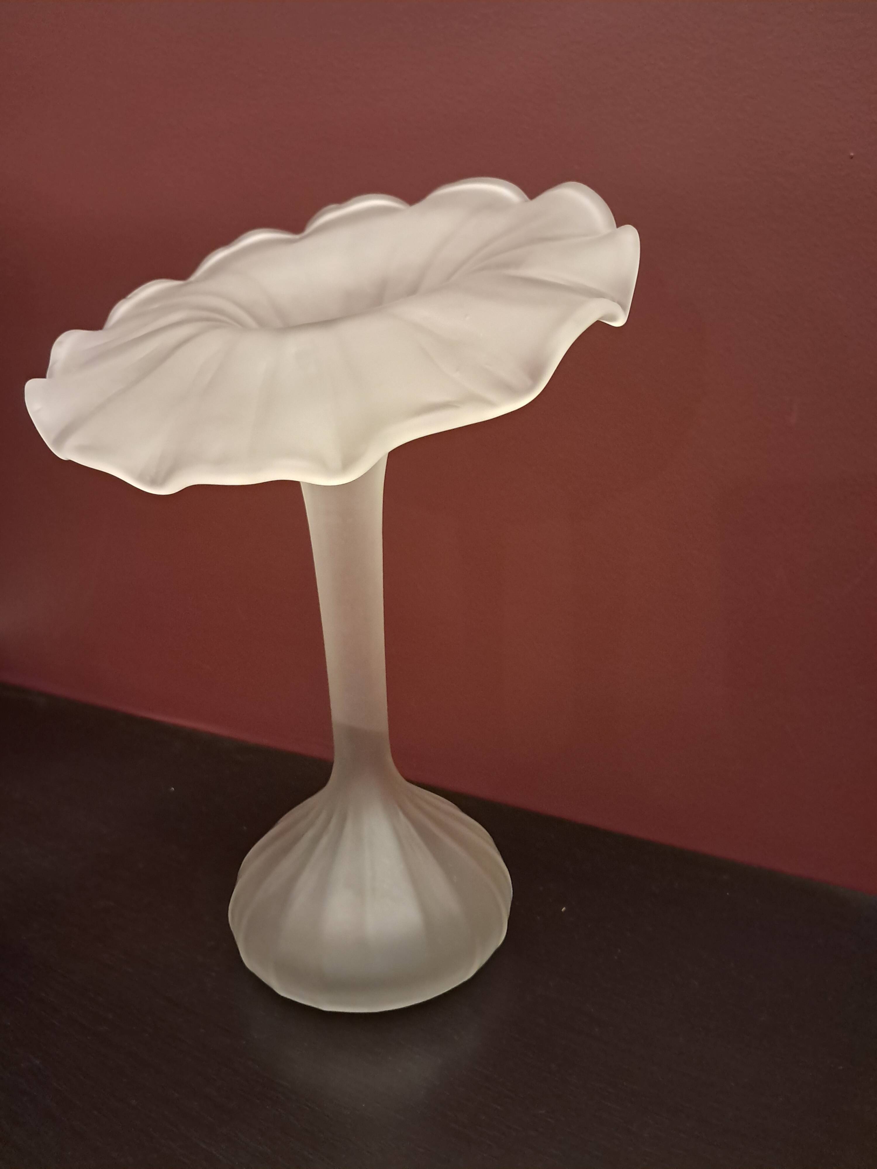 "Jack In The Pulpit" White Glass Vase