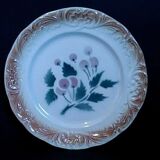 Plate earthenware slurry decoration cherries Digoin early twentieth century