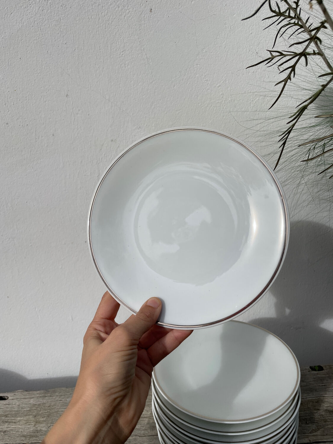 10 assiettes à dessert en porcelaine de Limoges blanches