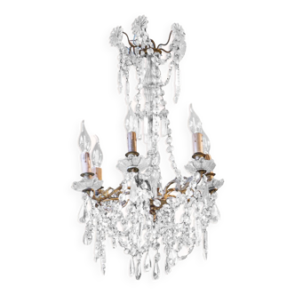 Small French 6-Lights Crystal Chandelier