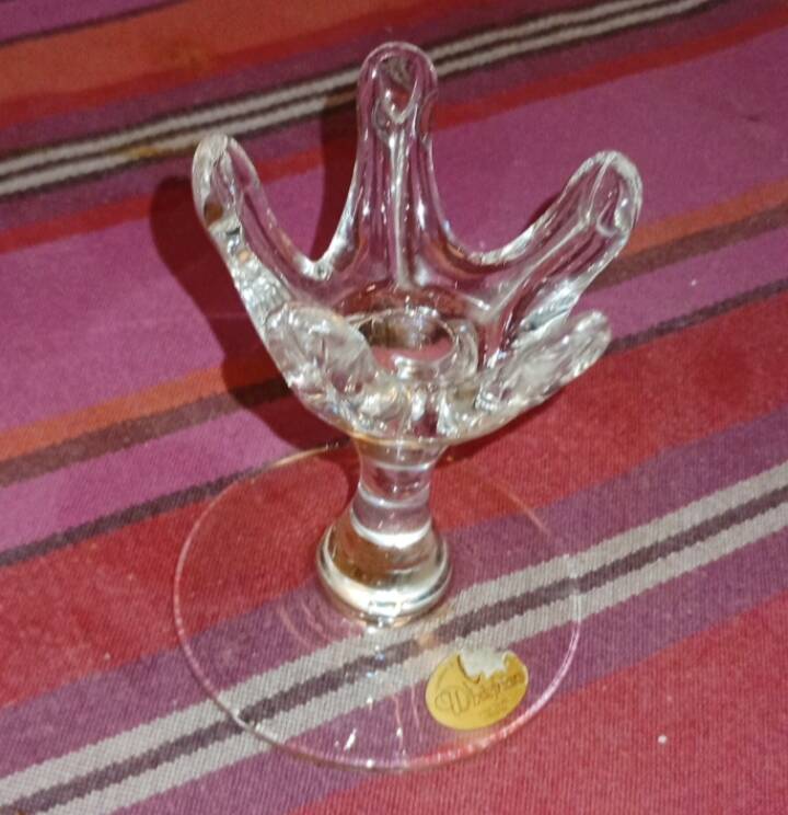 Pair of Whitefriars candlesticks – Crystal 1960 – Mint condition with labels
