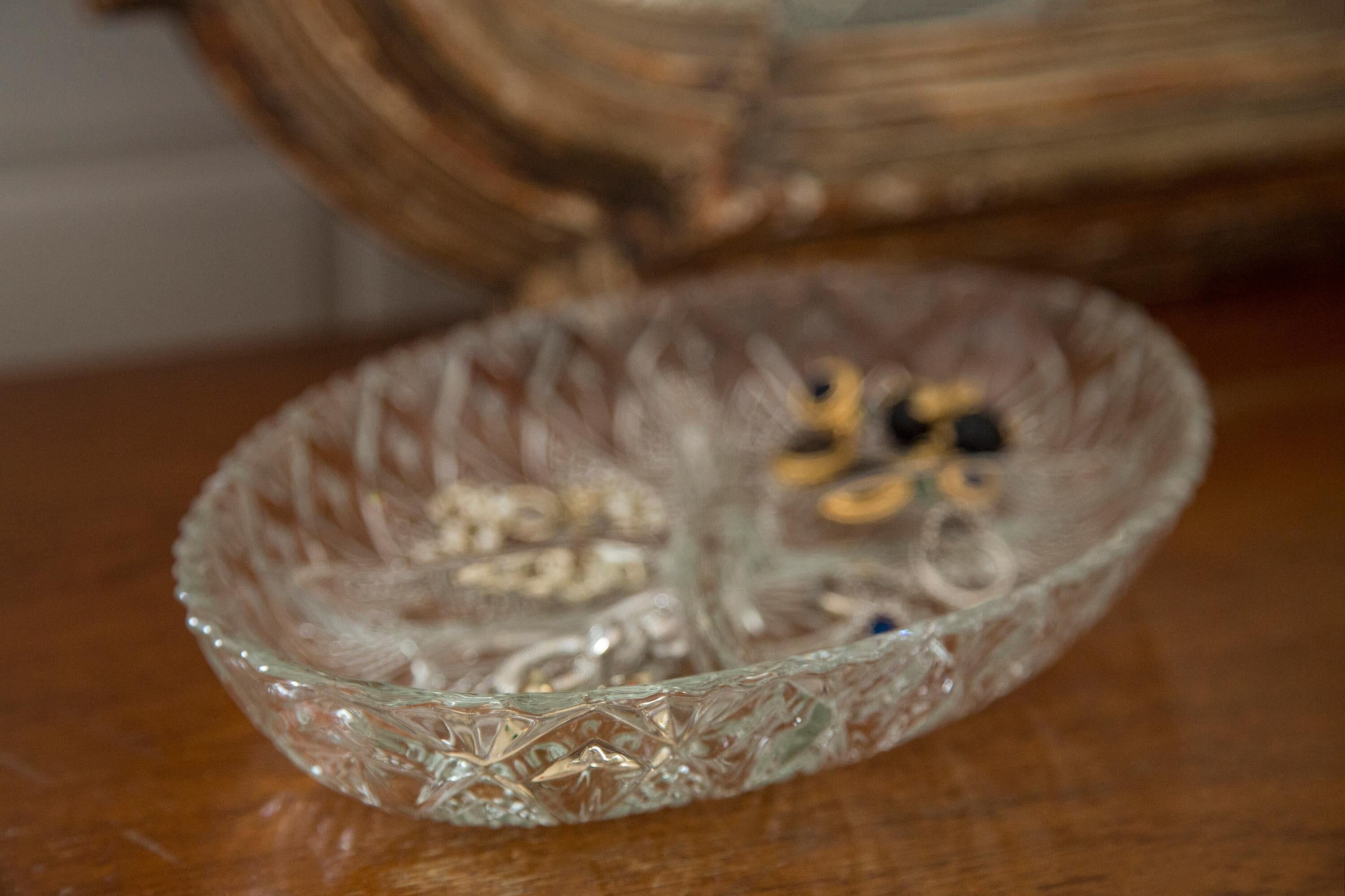 Vintage decorative transparent crystal plate, Italy, 1960s