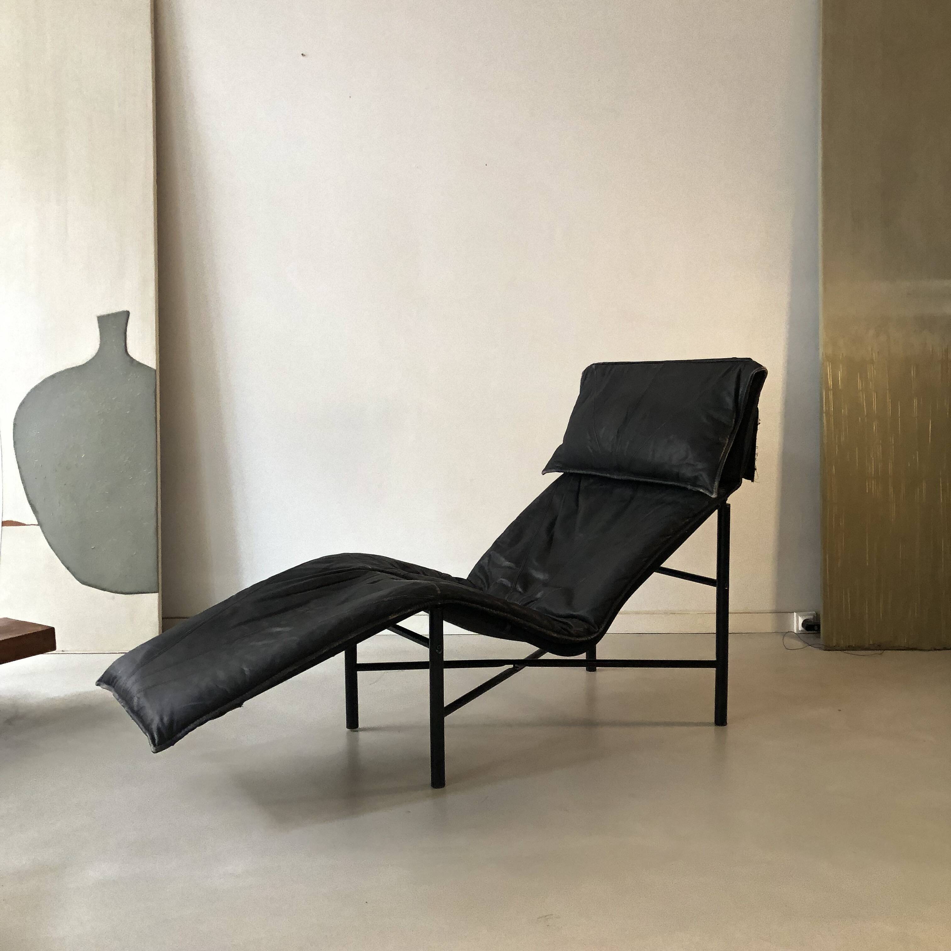 Fauteuil "Skye" en cuir noir, Ikea 1987