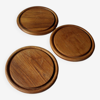 3 solid wooden cutting boards as a set, vintage from the 80s