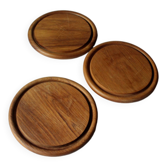 3 solid wooden cutting boards as a set, vintage from the 80s