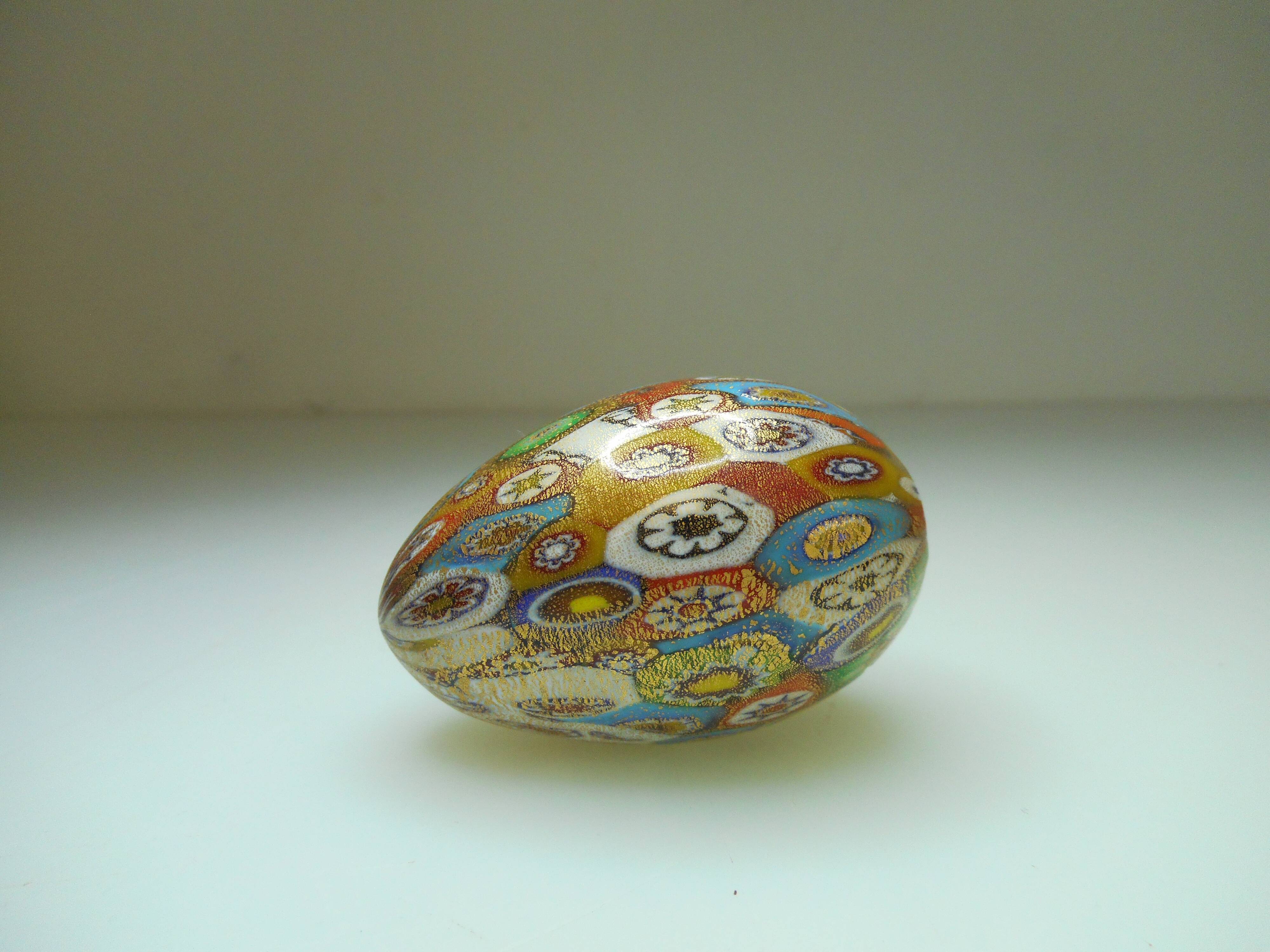 Murano Millefiori egg paper press golden powder