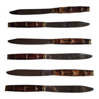 Vintage Bamboo Style Table Knives (2×6)