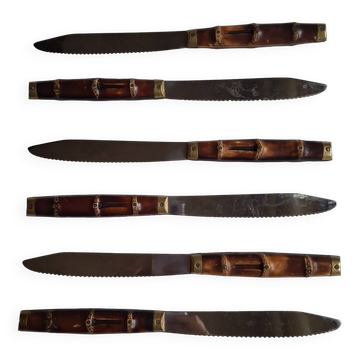 Vintage bamboo-style table knives (2×6)