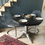 Old round dining table transformable central foot