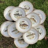 11 vintage Limoges porcelain fish plates