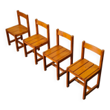 Ensemble de 4 chaises cubique en pin blond année 60 par andré sornay