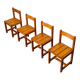 Set of 4 cubic chairs in blond pine year 60 by andré sornay
