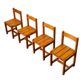 Ensemble de 4 chaises cubique en pin blond année 60 par andré sornay