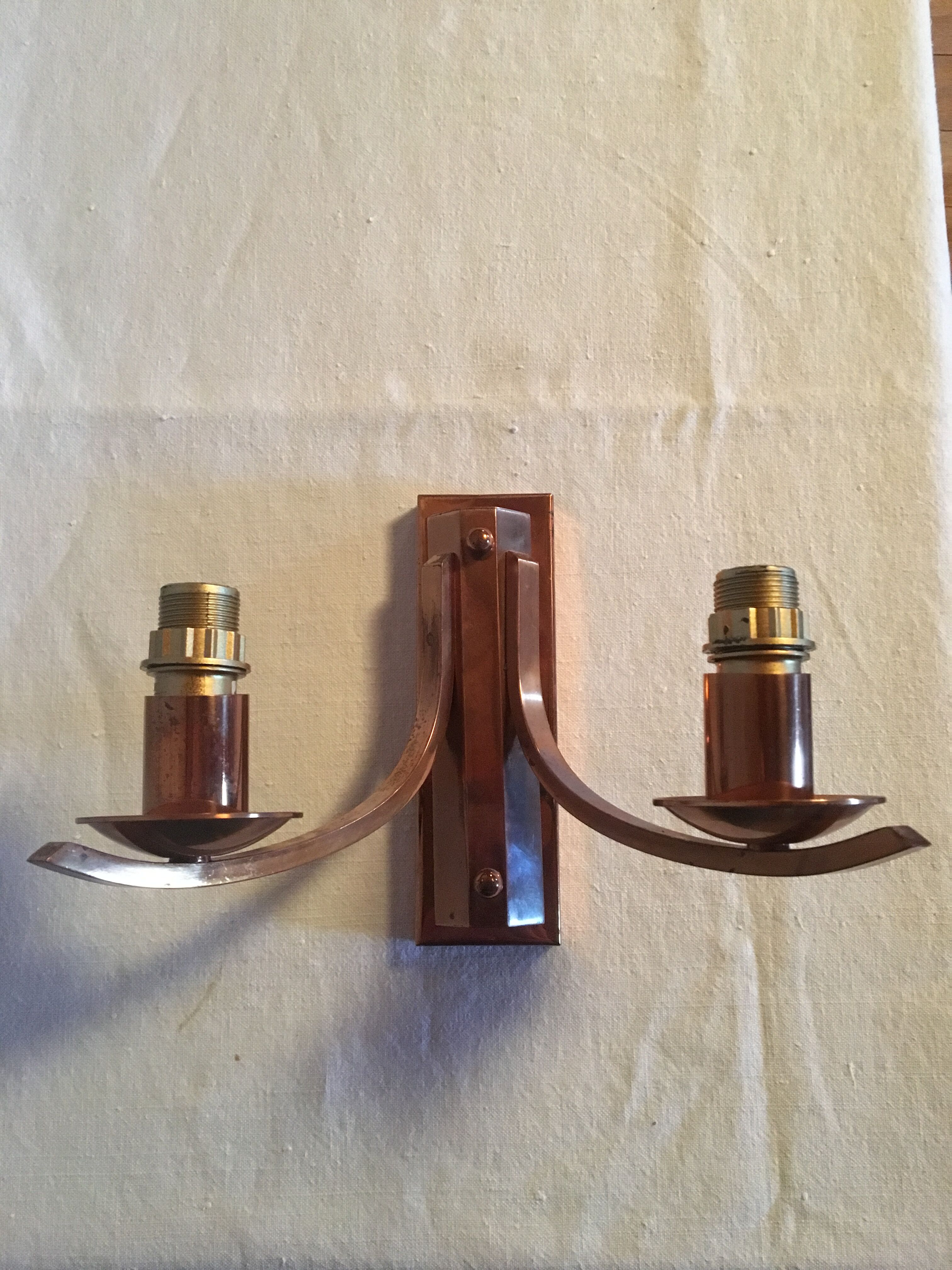 Pair of vintage copper appliques