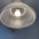 Lustre Suspension Holophane vintage des années 50/60 style industriel, verre strillé transparent