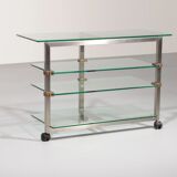 Table d'appoint, console sur roulettes Peter Ghyzcy, années 1970