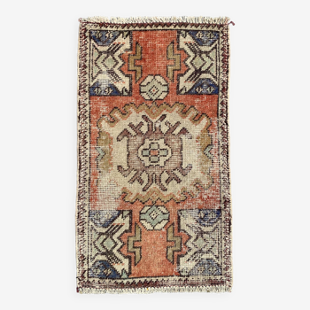 Petit tapis turc vintage 92x52 cm, Short Runner, Tribal, Shabby, Mini Tapis