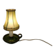 Small ceramic table lamp with beautiful green glaze and original shade, 70s