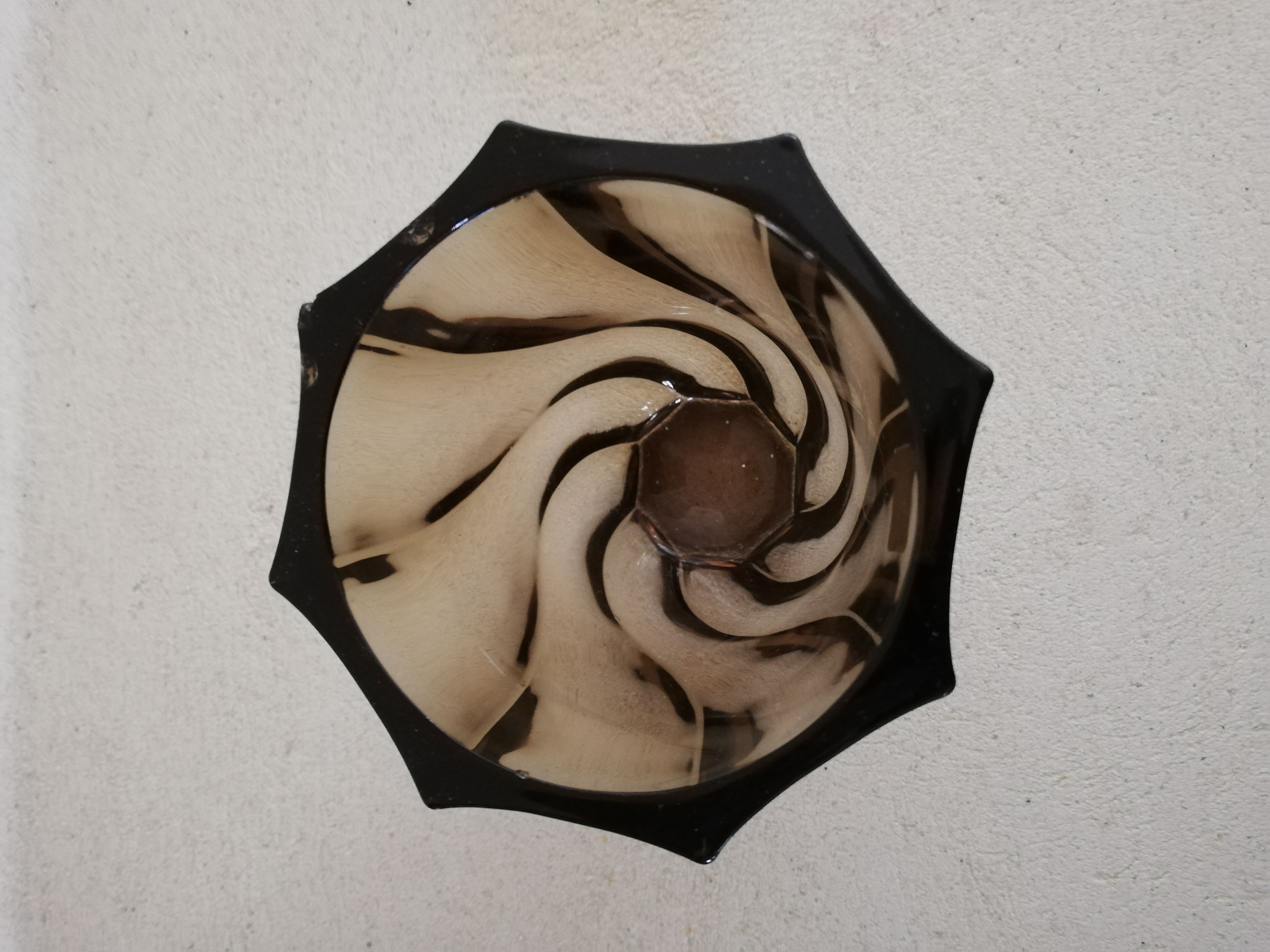 Luminarc twisted vase in smoked glass 1970s