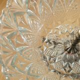 Cut glass bowl on a metal stand / compote dish