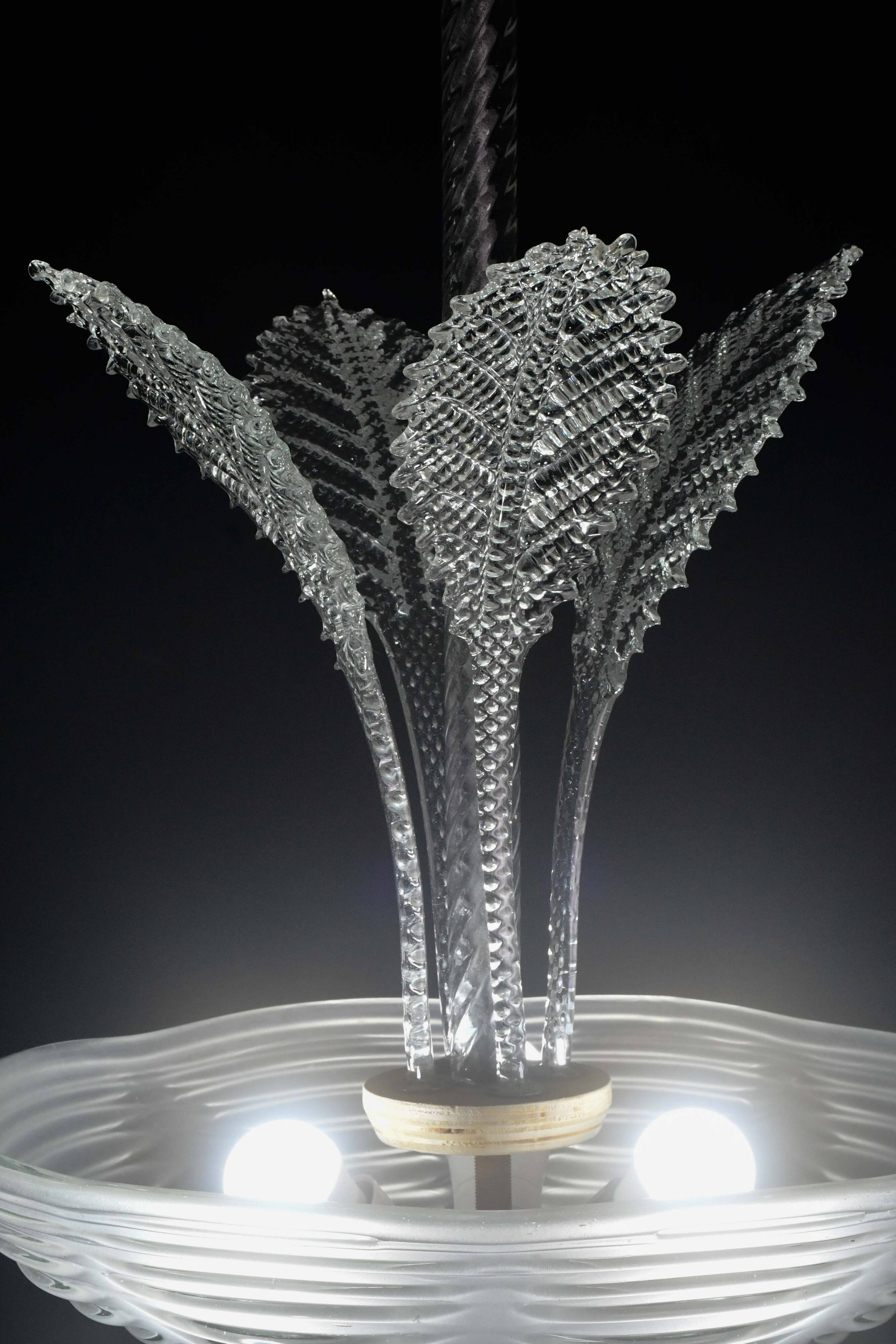 Luxury Barovier & Toso chandelier, Murano Pulegoso glass, 1950s