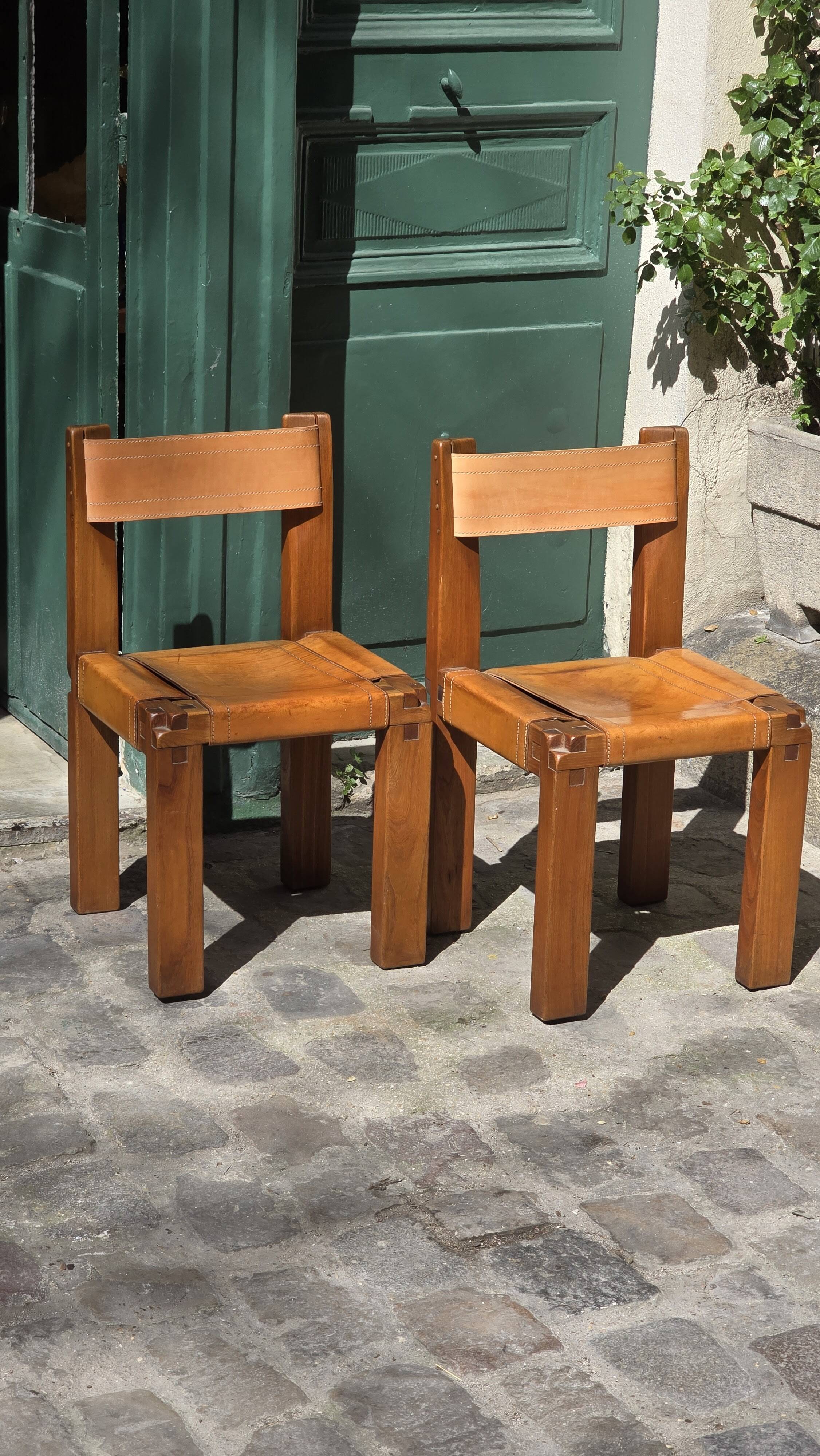 Pair of S11 chairs by Pierre Chapo