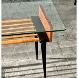 Table d'appoint en bois et verre