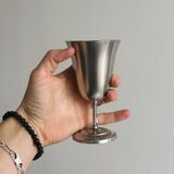 Set of 10 matte silver metal footed cups