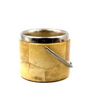 Mid-century cream parchment ice bucket, Aldo Tura Italy 1950s