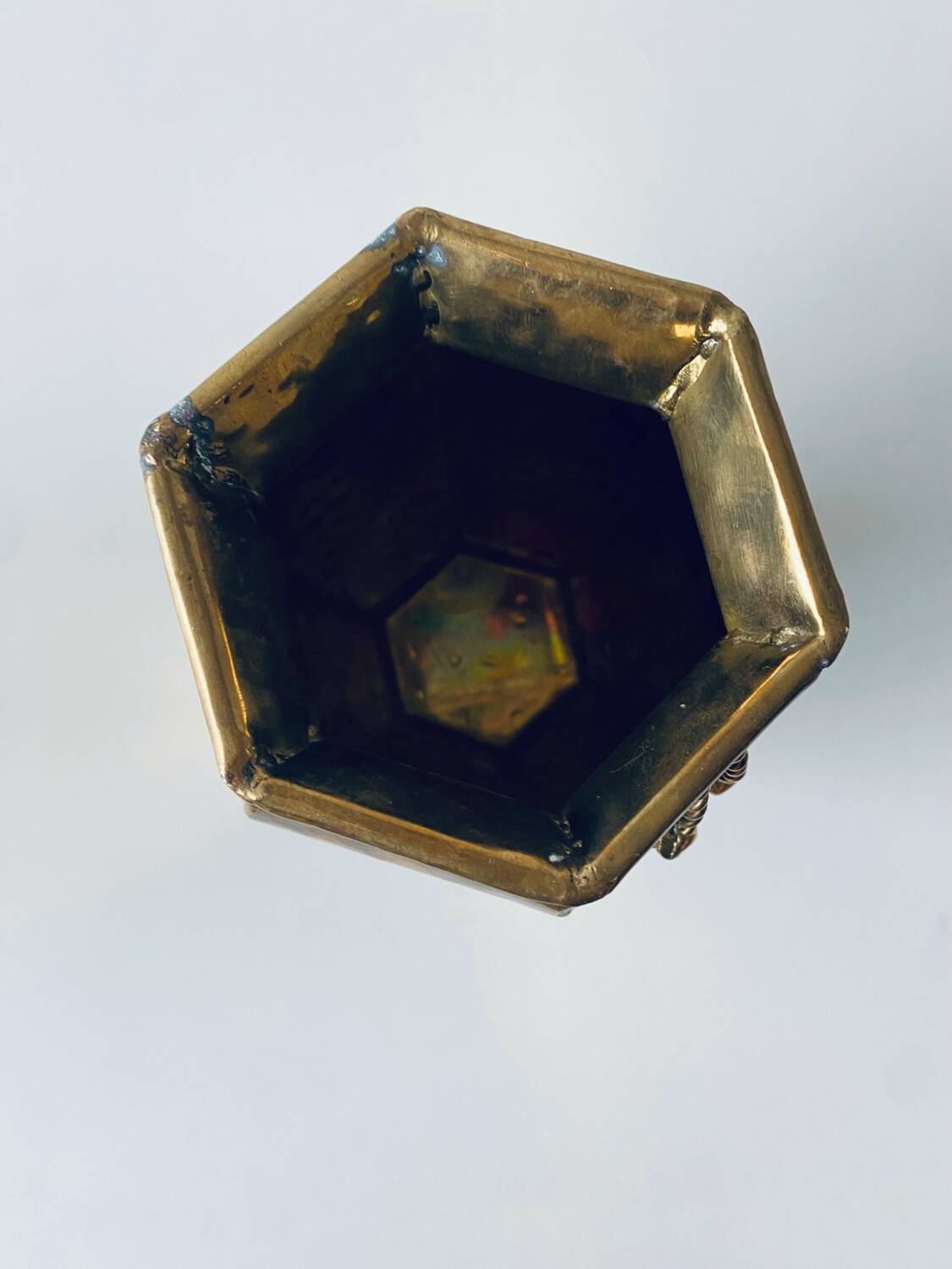 Indian hexagonal brass vase