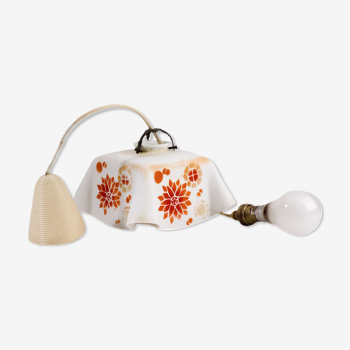 Kitchen hanging chandelier white opaline with stencil-shaped stencil design décor.