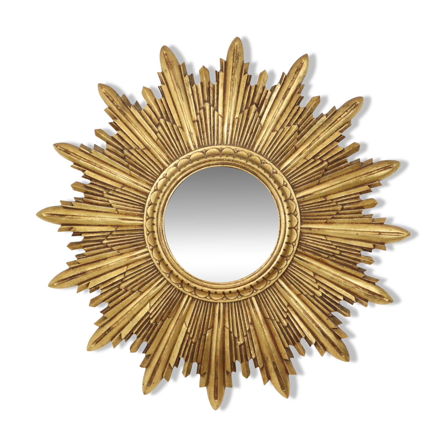 Gold Leaf Sunburst Mirror (Resin, 56cm)