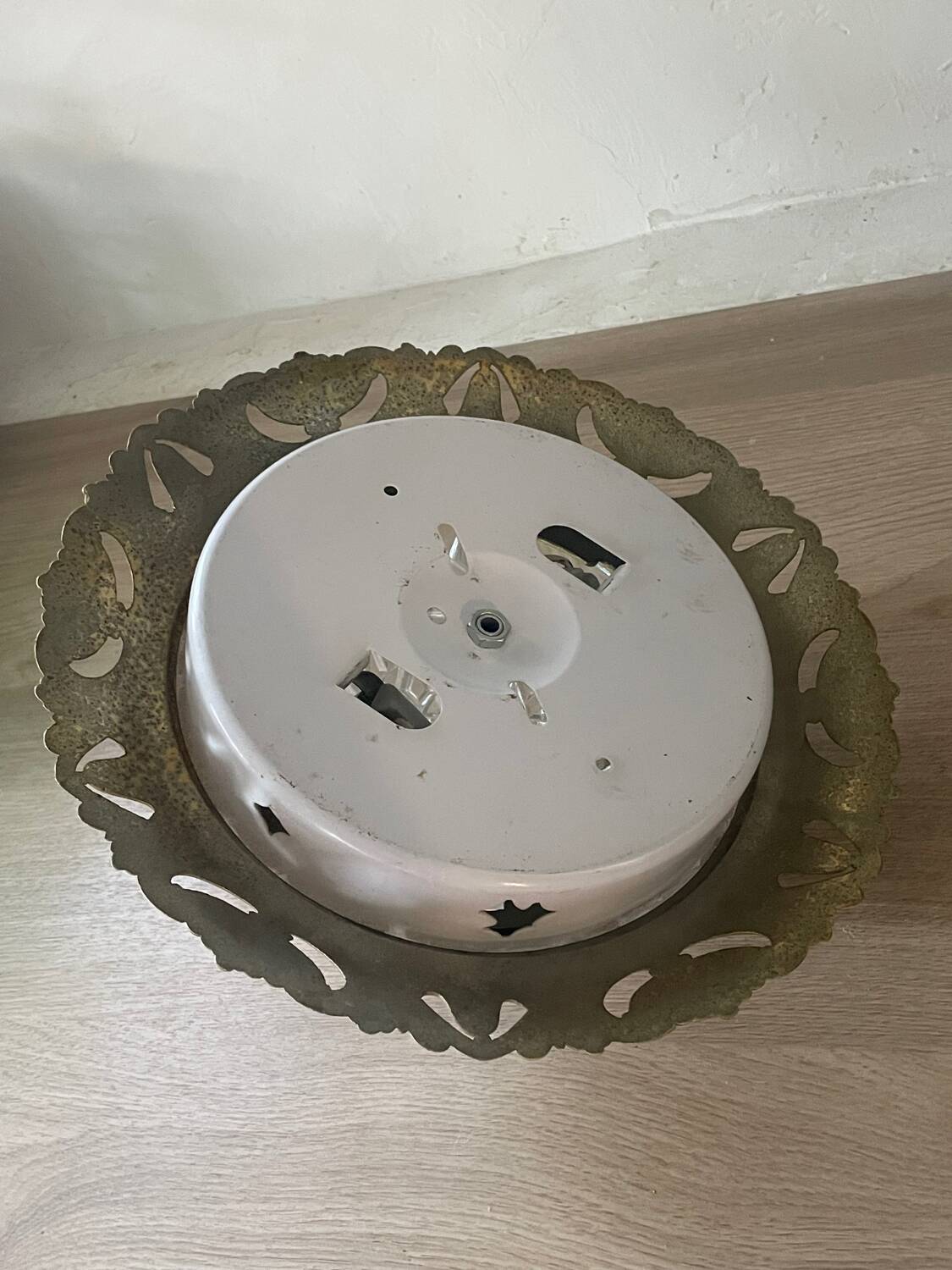 Vintage brass and chiseled glass ceiling light