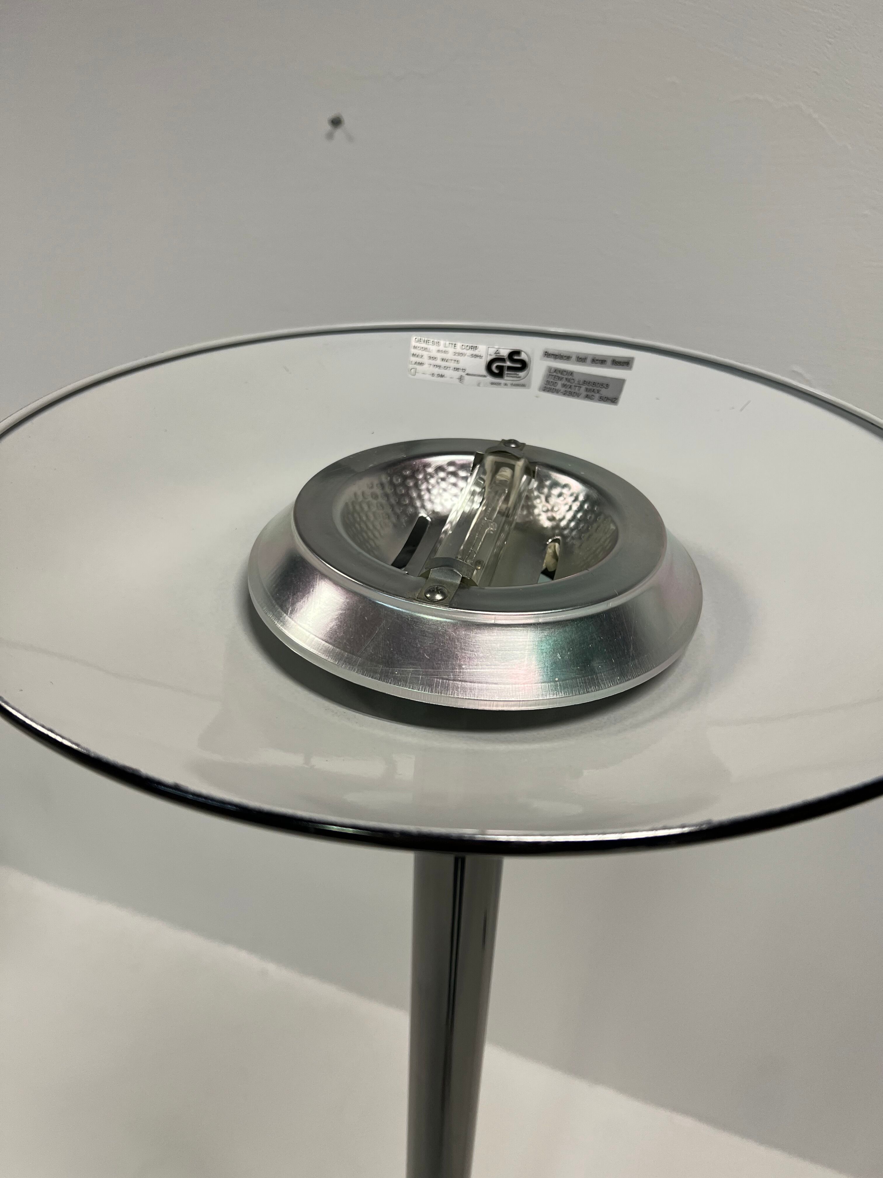 Floor lamp, 80s silver metal