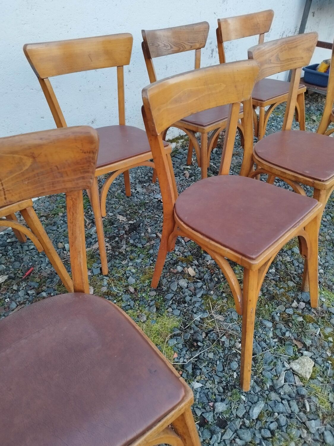 Set of  8 chairs bistro bar kitchen wood