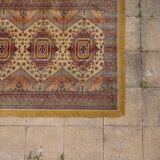 Kazak rug 180x150 cm vintage handmade oriental patterns ochre and burgundy