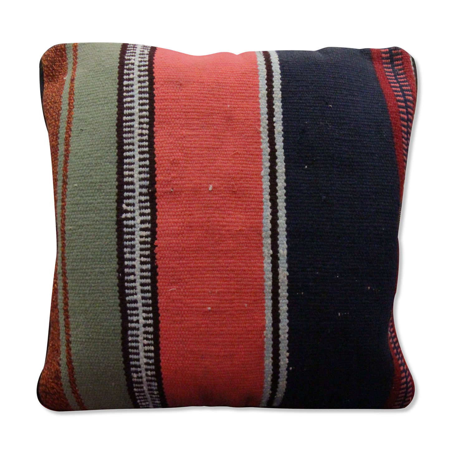 Handmade Kilim Pink Blue Cushion Cover- 42x42cm