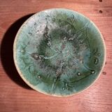Coupe sur pied en céramique émaillée verte