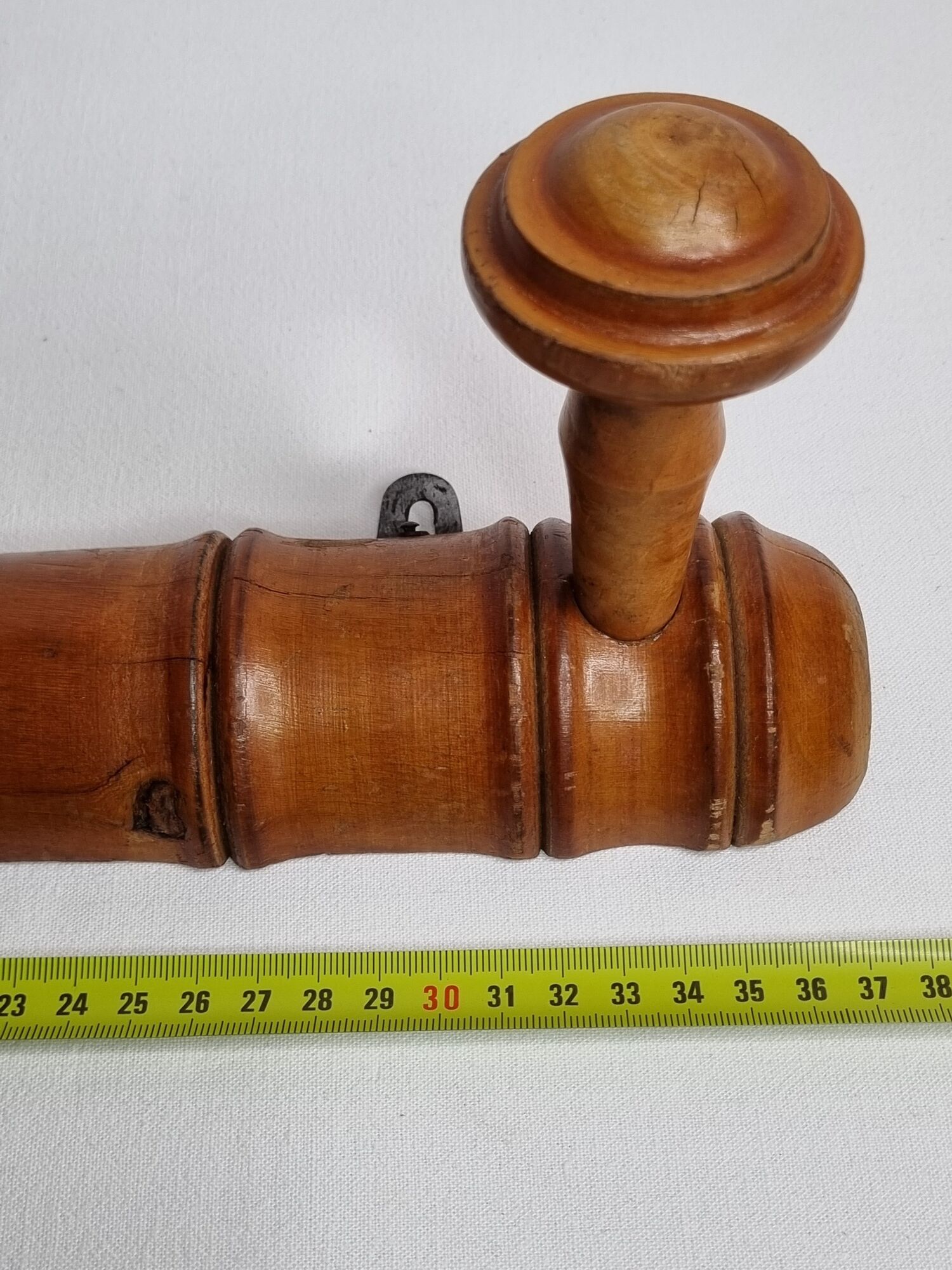 Wall coat rack "Bistrot" 1900 in wood turned in imitation of bamboo 3 hooks