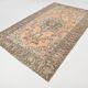 Tapis persan vintage saumon et ivoire, médaillon floral noué main,182x284Cm
