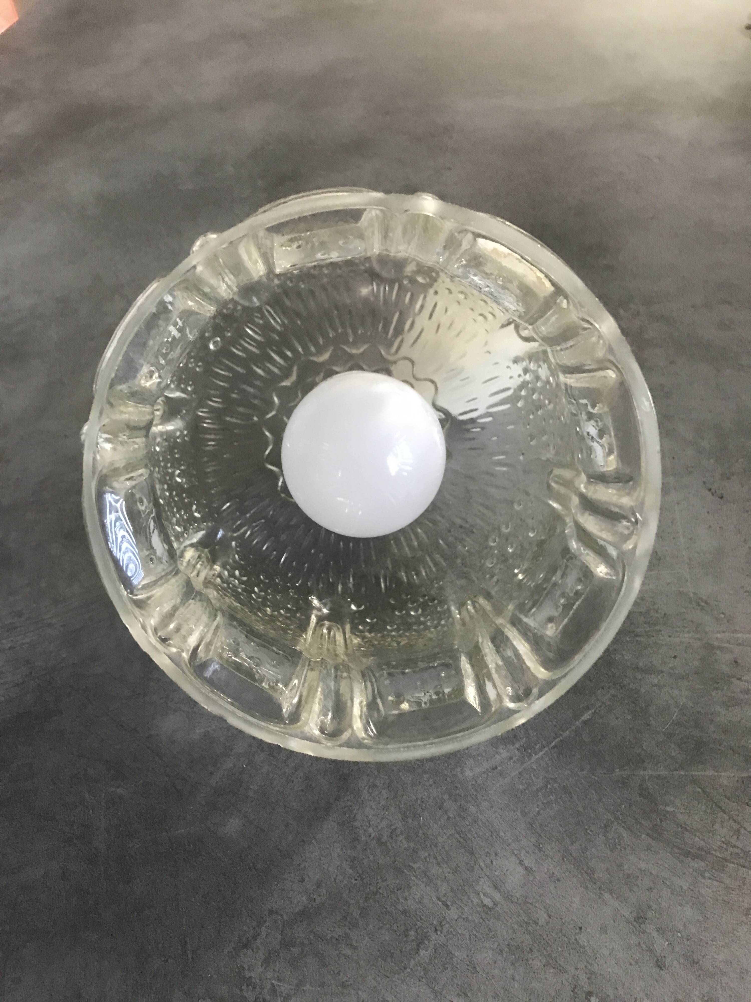 Vintage chandelier pendant lamp in molded glass tulip shape