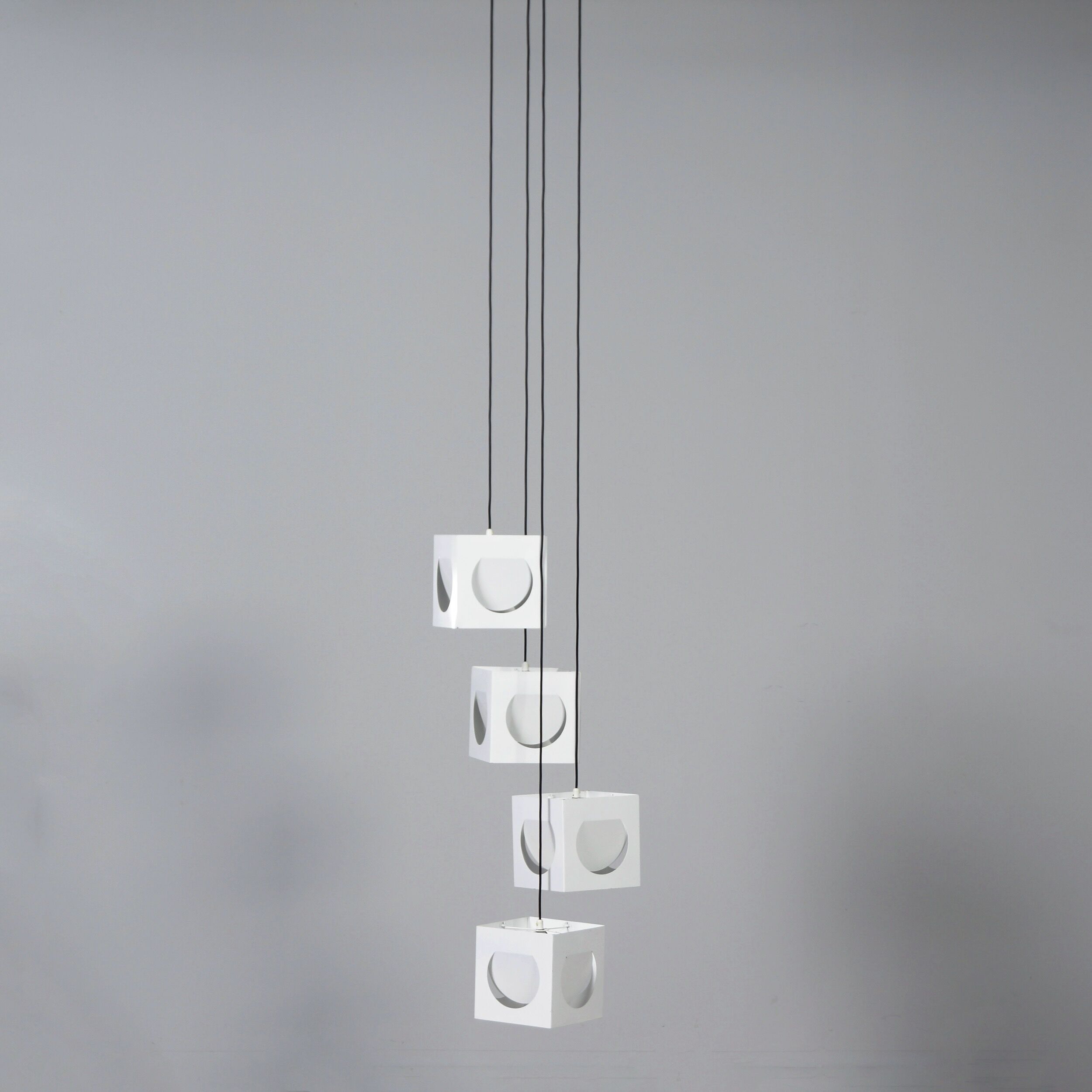 Scandinavian pendant lamp by Shogo Suzuki for Stockmann Orno, 1960s – set of 4 cube lamps