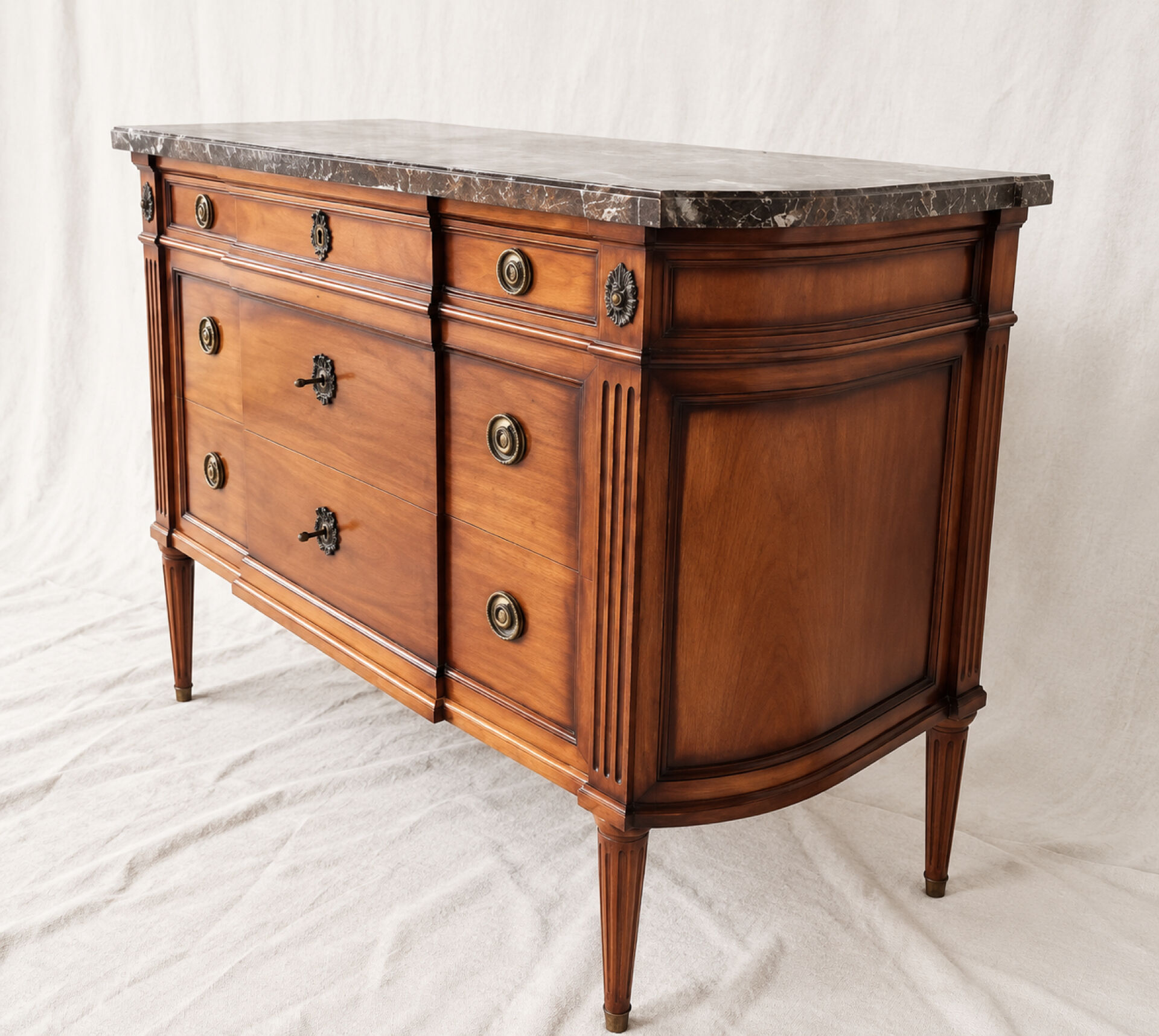 Louis XVI style commode in wood, marble top, 1900s.