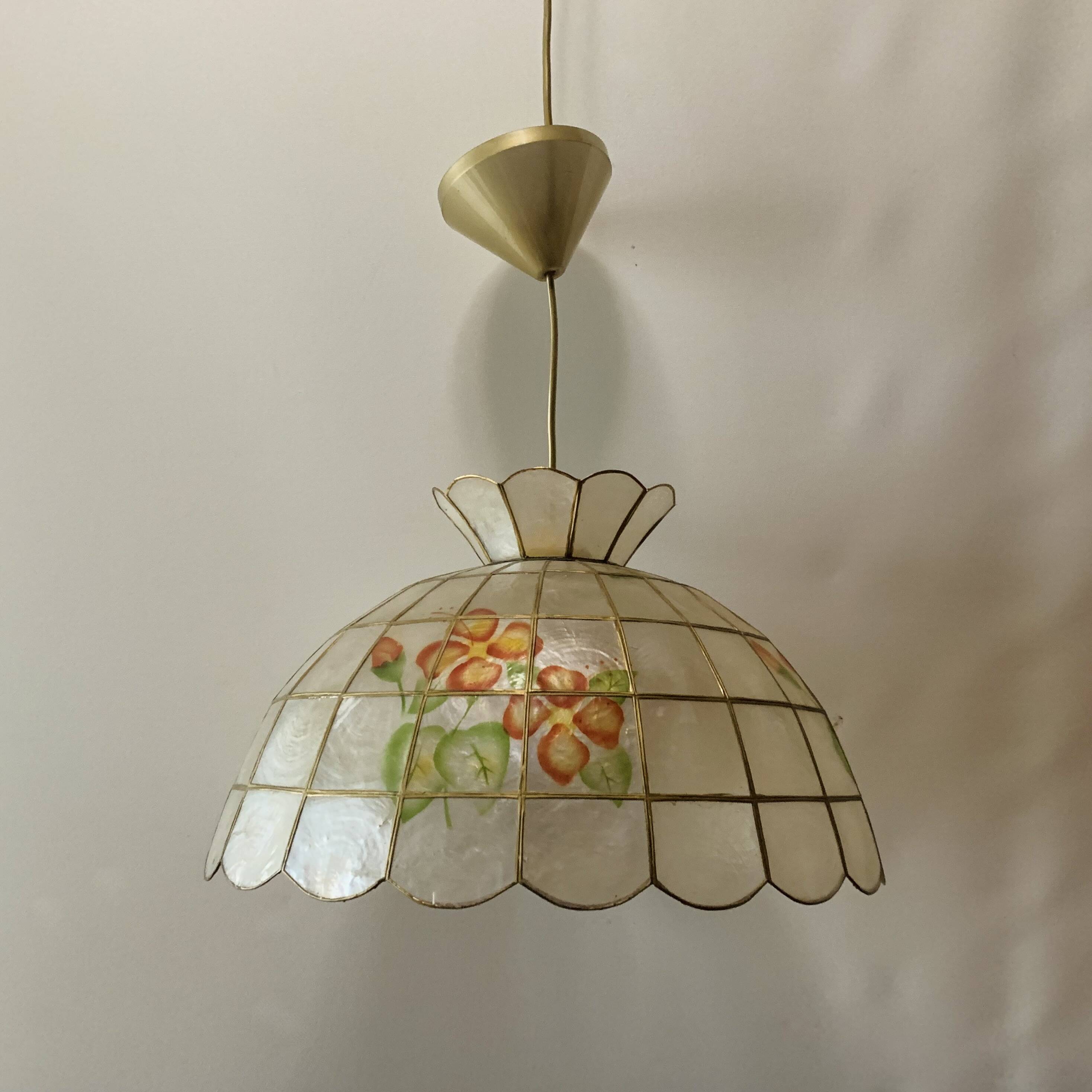 Vintage mother-of-pearl and brass pendant/chandelier