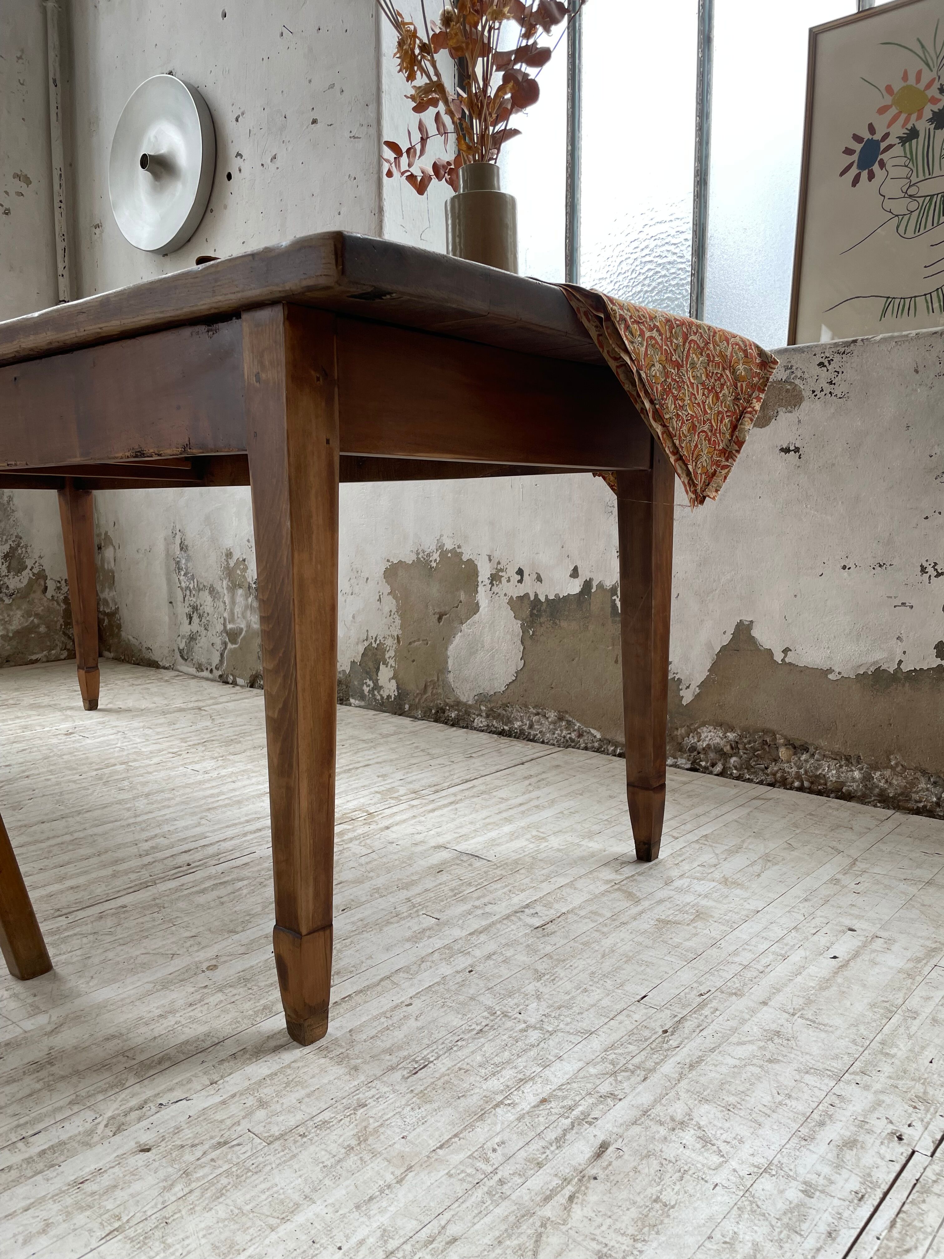 Farmhouse table in oak and walnut 2m