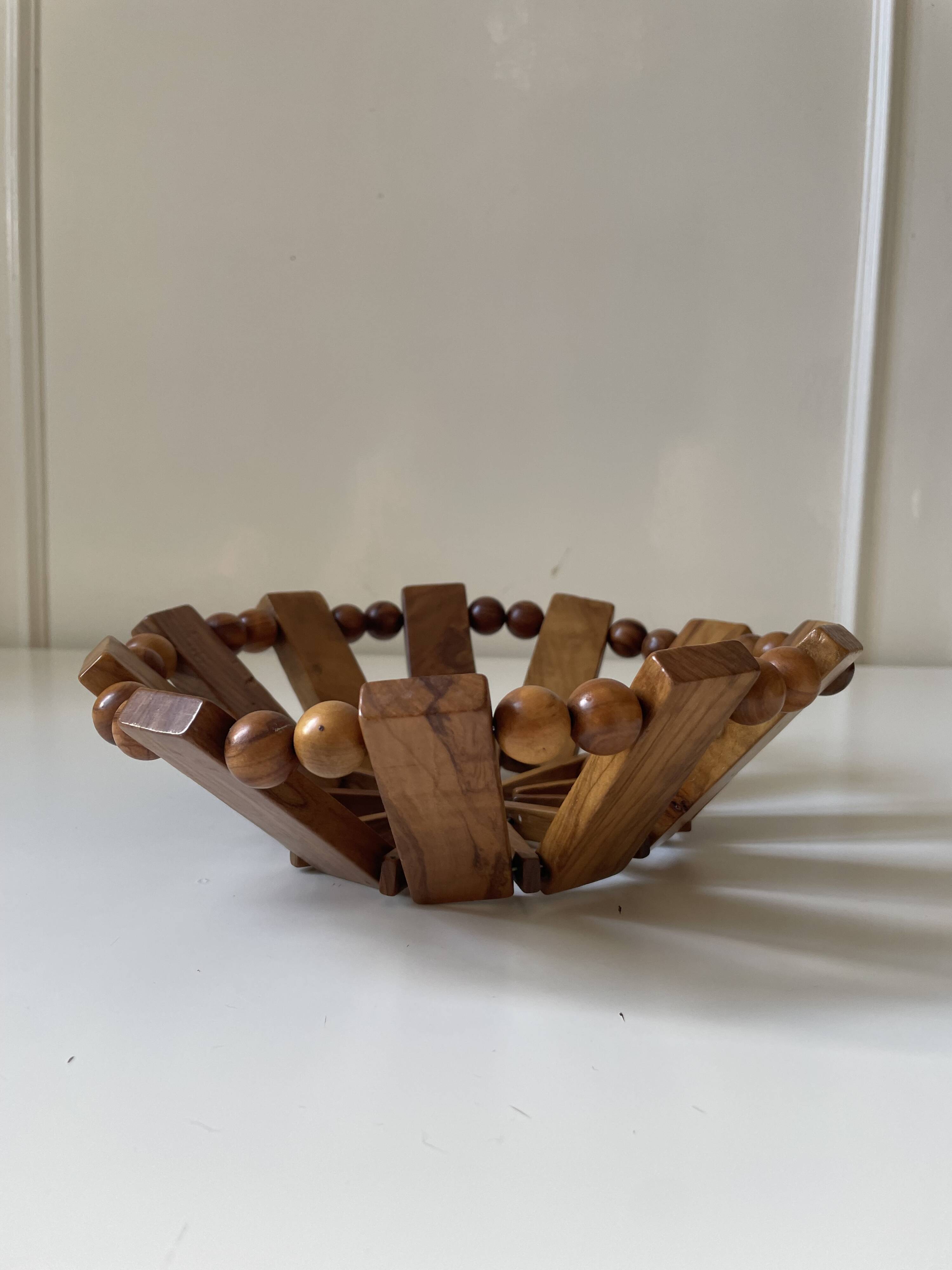 turned wooden fruit basket